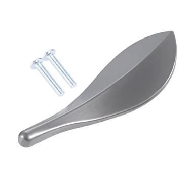 Imagem de 1 conjunto folha folha botão metal liga gabinete pérola pequena acabamento preto matte cinza puxar cozinha casa de gaveta de cozinha com parafuso YYDFPIIA (Color : Matte Grey finish)