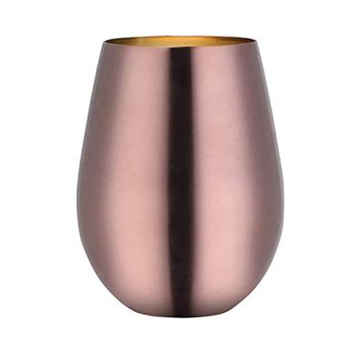 Imagem de Yajun Copo de vinho inoxidável Teel copo reutilizável caneca de café copo portátil para casamento, casa e ar livre, ouro rosa