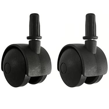 Imagem de 2 Rodízios de Pressão Plástico Preto com Pino Para Móveis e Cama Box Rodinhas Giratórias