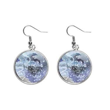 Imagem de Aquarela com tinta abstrata sombreada orelha pendente prata brinco joia feminina