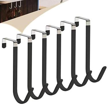 Imagem de Cabides de guirlanda inoxidável para porta da frente, ganchos resistentes sobre a porta com borracha macia, evita arranhões ganchos de porta de chuveiro para sala de estar, cozinha, toalhas de pendurar roupas sapatos (preto)