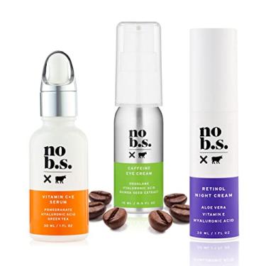Imagem de No B.S. Skincare Under Eye Treatment Set - Cafeína Eye Cream + Vitamina C Serum + Retinol Cream - Puffy Eye Treatment para olhar mais desperto. Creme refirmante para olhos para olheiras e rugas nos pés de galinha