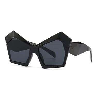 Imagem de Óculos de Sol Grandes Olhos de Gato Feminino Vintage Grande Lrregular Quadrado Óculos de Sol Masculino Óculos de Sol UV400 Óculos Gafas De Sol, Preto, Outros