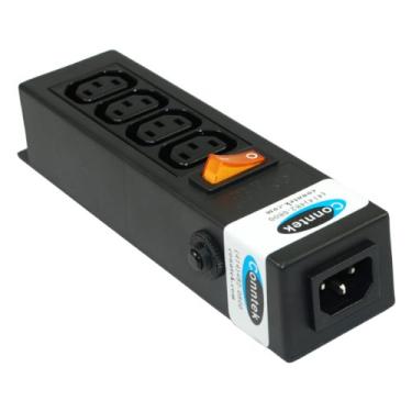 Imagem de Conntek 55705 Faixa de energia 250 volts 7-1/2 polegadas Caixa IEC C14 Entrada para 4 receptáculos IEC 60320 C13 Folha F Computador/Servidor