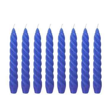 Imagem de 10 Vela Torcida 17 Cm azul marinho Decoração Casamento Castiçal
