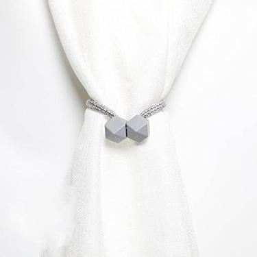 Imagem de Fivela de cortina magnética de cor sólida para decoração de quarto de sala de estar, cinza claro, 1 peça