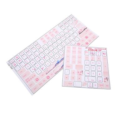 Imagem de Adesivos universais de teclado inglês, adesivos de teclado mecânico rosa e branco para teclado de 84 a 108 teclas PC/computador/laptop