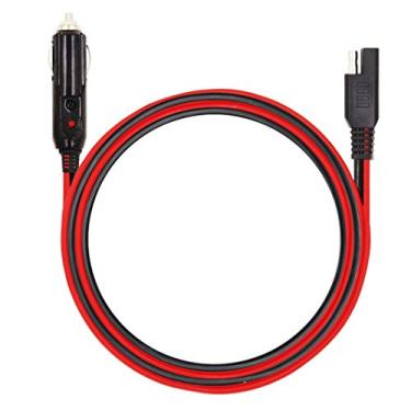 Imagem de MOTOPOWER Plugue de isqueiro de cigarro MP68996A 5FT 12V para SAE Cabo de carregamento de extensão adaptador de liberação rápida com fusível e luz LED