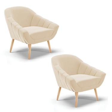 Imagem de Kit 02 Poltronas Giovana Suede Natural Bege