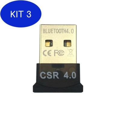 Imagem de Kit 3 Adaptador Usb Bluetooth 4.0 Csr Dongle Para Pc Notebook