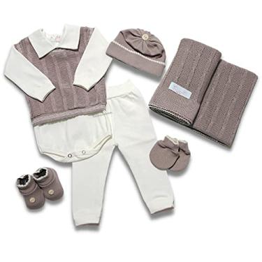 Imagem de Saida Maternidade Completa Recem Nascido Menino Menina 7 Peças Sanches Baby (Bege com Natural)