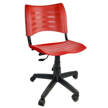 Imagem de Cadeira Iso Secretária Giratória Plástica Vermelha Para Escritório - S