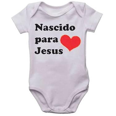 Imagem de Body infantil nascido para jesus roupinha de bebê bori neném Cor:Branco;Tamanho:RN;Gênero:Unissex
