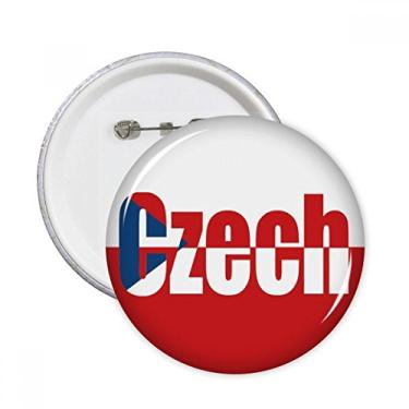 Imagem de Broche redondo com nome da bandeira do país tcheca broche botão emblema acessório decoração 5 peças