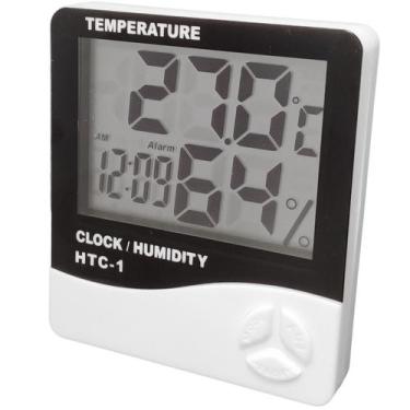 Imagem de Termo Higrômetro Digital Relógio Termômetro Sensor Umidade - Tomate
