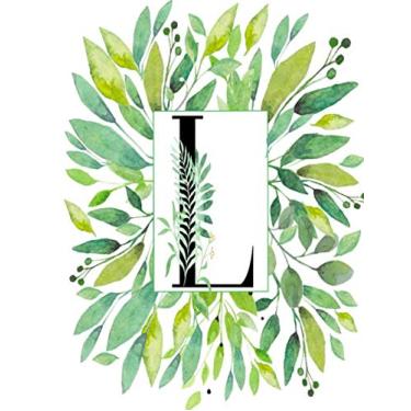 Imagem de L: Monogram L Elegant Watercolor Leafy Greenery Initial L Digitally Printed Cover On A 110 Page (55 Sheets) College Ruled Notebook, Large 8.5 X 11 Size.