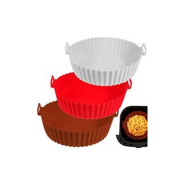 Imagem de Kit com 3 Formas de Silicone para Air Fryer 22 cm.
