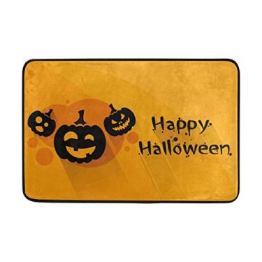 Imagem de Capacho Alaza My Daily Happy Halloween Abóbora Laranja 40 x 60 cm, sala de estar, quarto, cozinha, banheiro, tapete impresso, exclusivo, leve