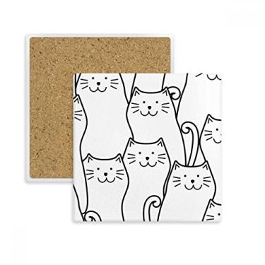 Imagem de Smiling Cat Protect Animal Pet Lover Tapete de porta-copos quadrado suporte subplaca pedra isolante