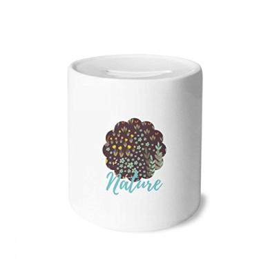 Imagem de DIYthinker Caixa de moedas de cerâmica para caixa de dinheiro com flor de folha marrom para presente de cofrinho