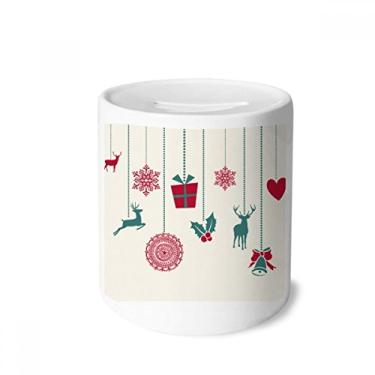 Imagem de DIYthinker Caixa de moedas de cerâmica de alce de Natal com flocos de neve e porta-moedas para presente