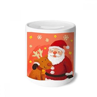 Imagem de DIYthinker Caixa de moedas de cerâmica para Natal, Papai Noel, flocos de neve, alce, porta-moedas