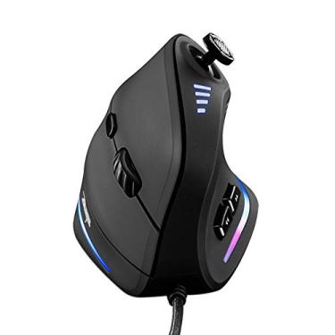Imagem de Mouse gamer TRELC com botão tipo joystick de cinco direções, ergonômico, 10.000 DPI, 11 botões programáveis, vertical, com fio, para PC/Laptop/E-Sports - Preto