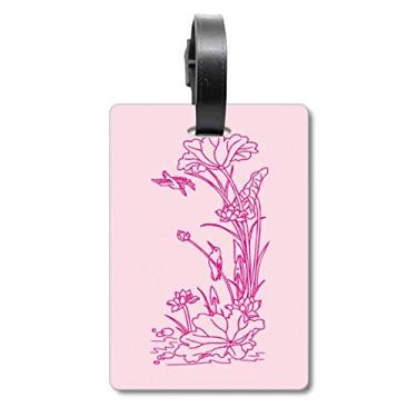 Imagem de Folha de lótus flor flor pássaro água bolsa bagagem etiqueta etiqueta etiqueta bordado pendurado etiqueta