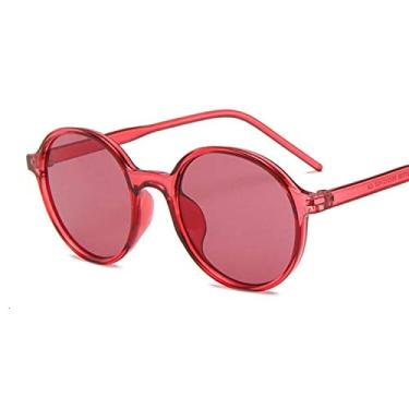 Imagem de Óculos de sol feminino gradiente grande moldura vintage redondo óculos Uv400 vermelho