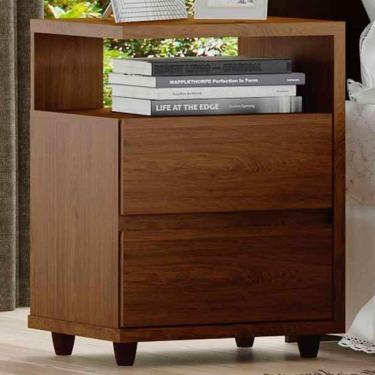 Imagem de Mesa de Cabeceira Lacy 2 Gavetas Flex Castanho Hp - Henn