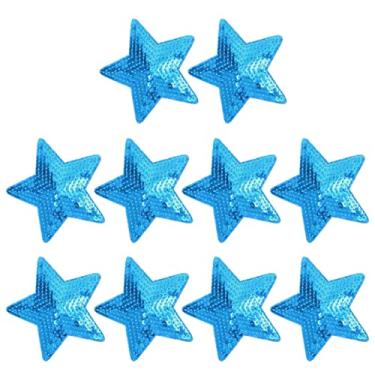 Imagem de Ciieeo 10 peças em forma de estrela adesivos em forma de estrela patch aplique em forma de estrela para roupas jeans camiseta (azul)