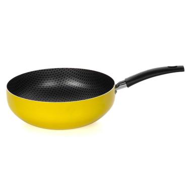 Imagem de Frigideira Wok Amarela Multiflon com Cabo e Antiaderente - 24cm