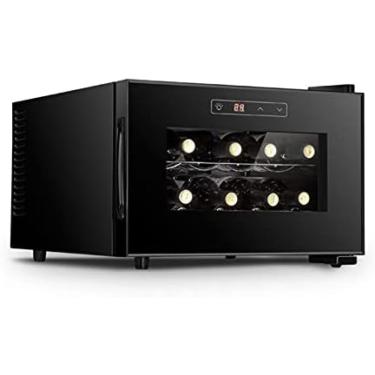 Imagem de Refrigerador Pequeno Para Armário De Vinho, Refrigerador De Adega De Bancada Autônomo Preto, Refrigerador Para 8 Garrafas Com Trava, Controle Digital De Temperatura Com Porta De Vidro,Horizontal,P