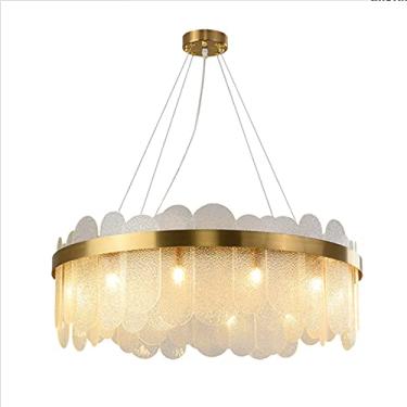 Imagem de Lustre lustre led luz moderna lâmpadas de teto lustres cromo moda moderna simples redondo aço inoxidável led luminárias de vidro luz de teto g9 decoração pingente luz