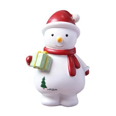 Imagem de Garende Ornamento de natal resina cofrinho estátua prateleira escultura foto adereço para decoração de escritório em casa interior, boneco de neve