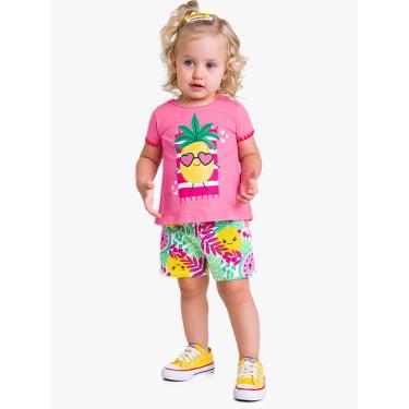 Imagem de Infantil - Conjunto Menino Camiseta + Bermuda Kyly Rosa  menina