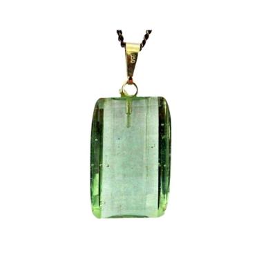 Imagem de Colar Retângulo Facetado Obsidiana Verde Montagem Prata 950