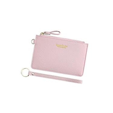 Imagem de Aiyo Nice Carteira feminina fina para cartão RFID com zíper para identidade, carteira pequena de couro, porta-moedas com chaveiro, Nude., Small, Moderno