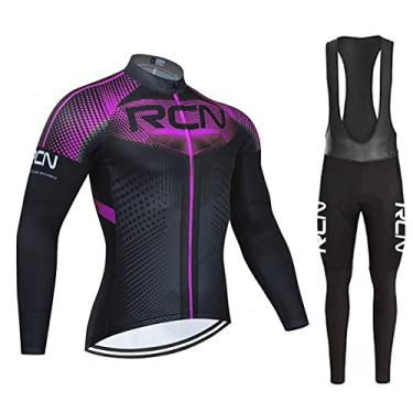 Imagem de Camisa de ciclismo de inverno de equipe térmica de lã para corrida de bicicleta Mountian roupas masculinas leves calças de babador de manga comprida, roxo, PP (160 cm/53 kg)