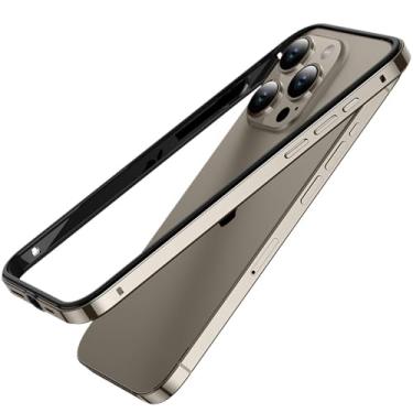 Imagem de Estrutura de metal de alumínio leve para iPhone 12 13 14 Plus 15 Pro Max Titanium Bumper Case Híbrido Siliicone Acessórios traseiros, Titanium BK Ping, para iPhone 15 Plus