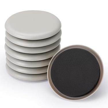 Imagem de CO-Z Deslizantes para móveis, pacote com 8 sliders para pernas de móveis, almofadas móveis de 3,5 polegadas, almofadas móveis de carpete de 3,5 polegadas, protetores de chão para cadeira resistentes, porta-copos para piso de madeira, deslizadores redondos reutilizáveis