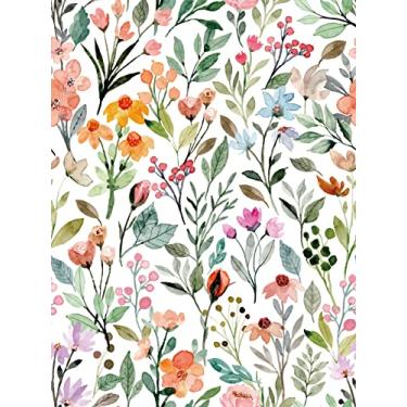 Imagem de MAGAFA Papel de parede floral para alugar e colar papel de parede amigável para locatários rosa vintage papel de parede floral papel de parede de vinil aquarela decoração de parede 44,5 cm x 300 cm