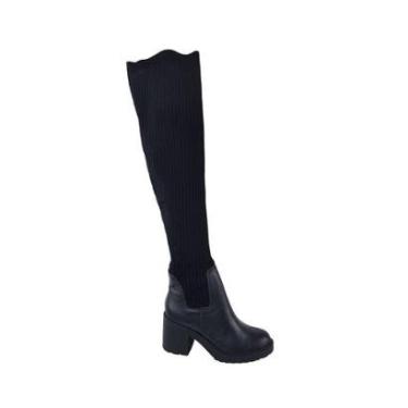 Imagem de Bota Feminina Giulia Domna Cano Longo Knit Preta - 573003-Feminino