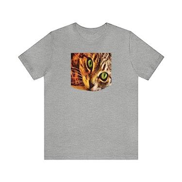 Imagem de Gato de olhos largos - Camiseta de manga curta unissex Jersey da Doggylips, Urze atlética, 3G