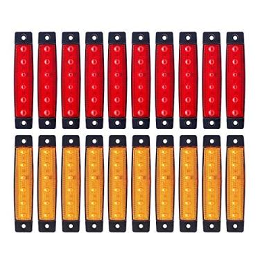 Imagem de Pacote com 20 LEDVillage 10 peças âmbar, 10 peças vermelhas, 9,6 cm, 6 luzes de LED laterais, marcadores de reboque, luzes de LED para caminhões, marcadores de cabine, luzes de RV
