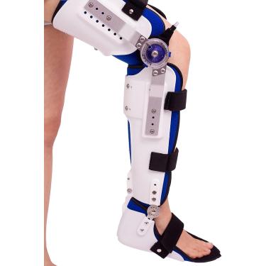 Imagem de Joelheira, Joelho Tornozelo Pé Órtese KAFO Brace Fixo Coxa Rígida Articulação do Joelho Tornozelo Pé Sport e Fixador de Tornozelo - Tamanho Universal, Branco, Direito