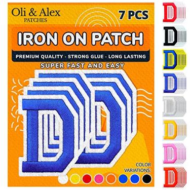 Imagem de Oli and Alex Ferro em letras 6 cm - 7 peças de adesivos azuis D letras para roupas - Super cola - sem necessidade de costura - bordado alfabeto futebol time escola universidade - azul, D