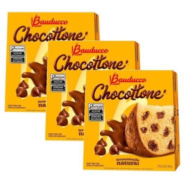 Imagem de Kit 3 Panetone Bauducco Chocottone Chocolate Natal 908G