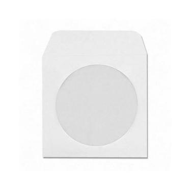 Imagem de Maxtek Pacote com 1000 capas de CD DVD de papel branco suporte de envelope com janela cortada e aba, peso padrão de 90 g.