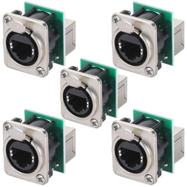 Imagem de PENGLIN Tomada de chassi Ethercon Rj45 de 5 peças, conector de montagem em painel de alimentação/passagem D-N8FDP RJ45, Série D Cat5 RJ45, conector vertical de montagem em painel